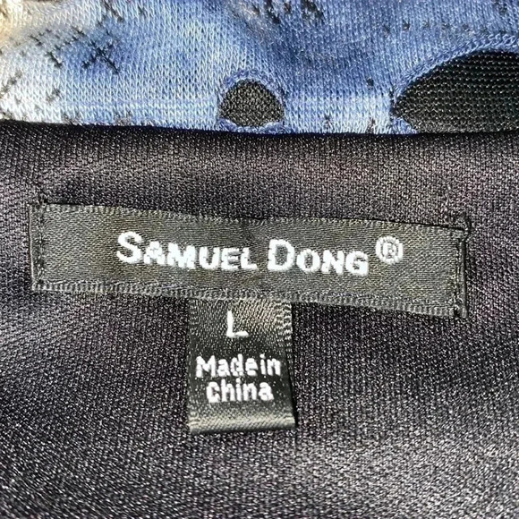 Samuel Dong Cowl Neck Brown and Blue Post Ripped Dress, L - Picture 7 of 9